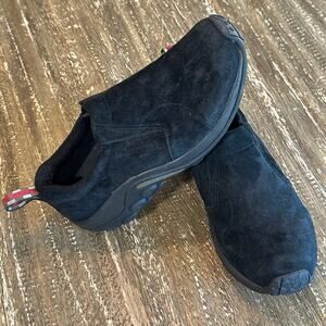 Merrell Womens Jungle Moc Midnight Black Suede Slip On Walking Shoes Size 9